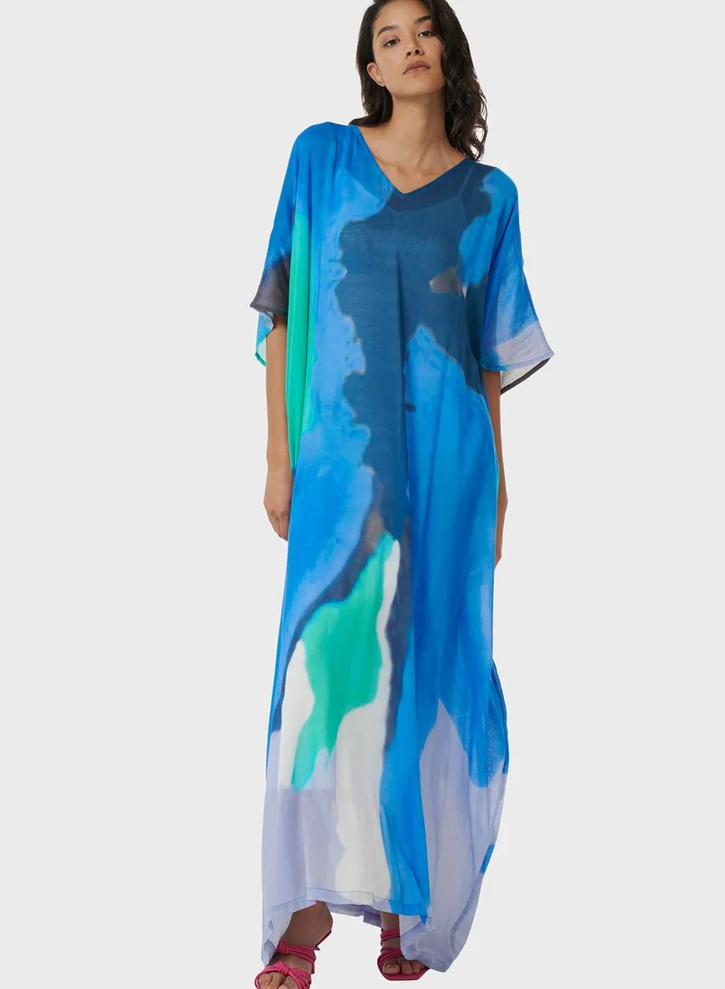 leem Aquarelle Print Kaftan