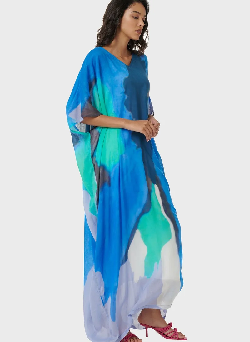 leem Aquarelle Print Kaftan