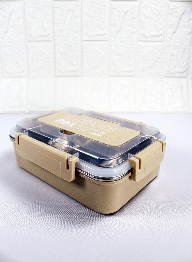 توشيونيكس صندوق غداء من الفولاذ المقاوم للصدأ مع حجرتين، وملعقة، وغطاء لتخزين أدوات المائدة، مانع للتسرب، وآمن للاستخدام في الميكروويف والفريزر، وخالي من مادة BPA، وصينية قابلة للإزالة - سعة 1.4 لتر - للمدرسة والمكتب والسفر وصالة الألعاب الرياضية - 20 × 14 × 5 سم - Image 4