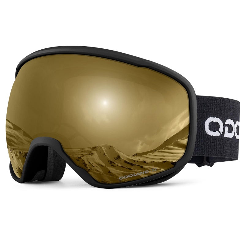 Odoland Snow Ski Goggles S2 Double Lens Anti-Fog OTG Windproof UV400 Eyewear for Men, Women and Youth-Skiing Snowboarding, Mirror REVO Brown vlt 25% - Image 1