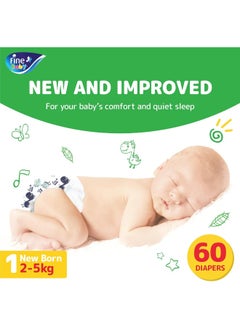 Fine Baby New Born Diapers Size 1 (2-5kg) 60 Diapers  - Image 2