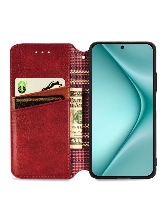 S-TOP Case For Huawei Pura 70 Cubic Grid Pressed Magnetic Leather Phone Case - Image 3