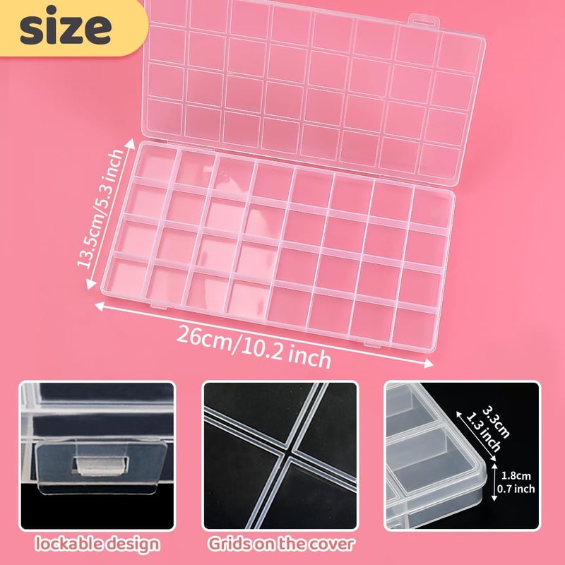 IOOLEEM 32 Grids Plastic Bead Organizer Box, Organizer Container Storage Box, Dividers for bead arts and crafts.(2 Pack) - Image 2