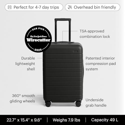 Away Bigger CarryOn Luggage 23Inch Lightweight Hardside Suitcase with 360 Spinner Wheels Interior Compression System TSAApproved Lock Jet Black - Image 3