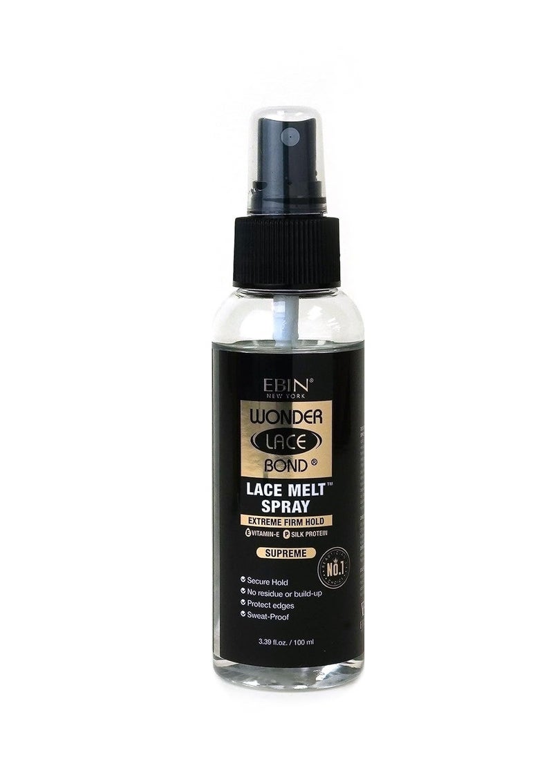 EBIN NEW YORK Wonder Lace Bond Lace Melt Spray 3.39 oz / 100ml - Extreme Firm Hold (Supreme) | Flawless,Natural, and Seamleass finish, No Reside, Long Lasting Formula with Protecting Edges, Perfect for wigs  - Image 1