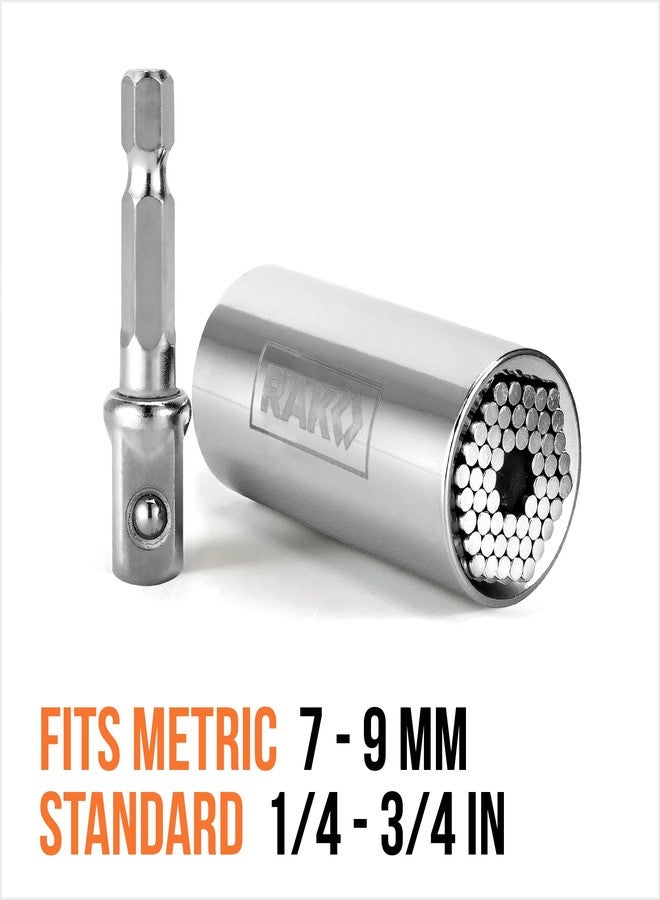 راك مجموعة مفاتيح ربط عالمية فائقة من RAK، مقاس 7-19 مم، مقبض تمساح مع مجموعة محول مثقاب كهربائي، هدية مثالية لعيد الميلاد للرجال والآباء والزوج. - Image 4