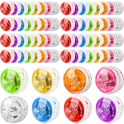 Flahard 96 Pcs Colorful Light up Yo Yo Ball Bulk LED Responsive Ball Auto Return Bearing Balls Yoyo for Kids Beginner Birthday Classroom Bag Fillers Prizes Gifts 8 Colors - Image 1