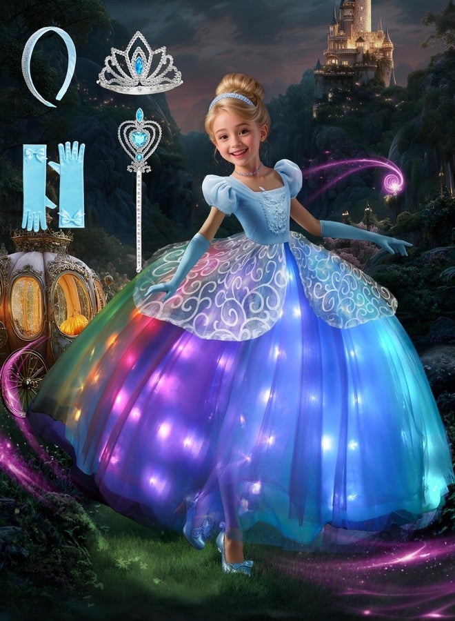 UPORPOR Princess Dress Up Clothes, Princess Costume Syncs with Music, App-Control, RGB Led Light Up Halloween Costume with 4pcs Accessories Gift Set for 3-12 year old girls - Image 1