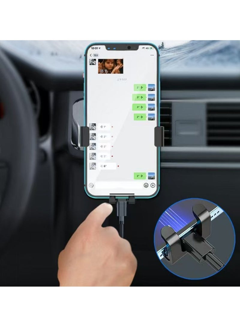 Dual Vent Car Phone Holder, ABS Material, 360° Rotation, 270° Angle Adjustment, Universal Fit, with Gravity Suction Mount for Vehicle Air Outlets  - Image 4