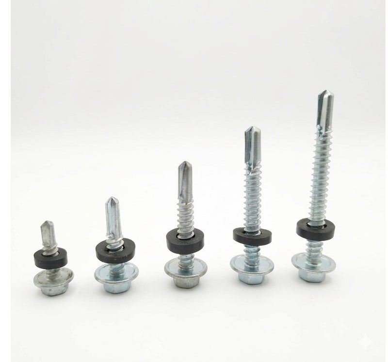 Jupiter SDS Hex Washer Head Stainless Steel Screws (14x5' inch) Bonded EPDM Washer, Slotted Hex Head Box of 90 pieces - Image 3