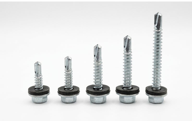 Jupiter SDS Hex Washer Head Stainless Steel Screws (14x5' inch) Bonded EPDM Washer, Slotted Hex Head Box of 90 pieces - Image 2