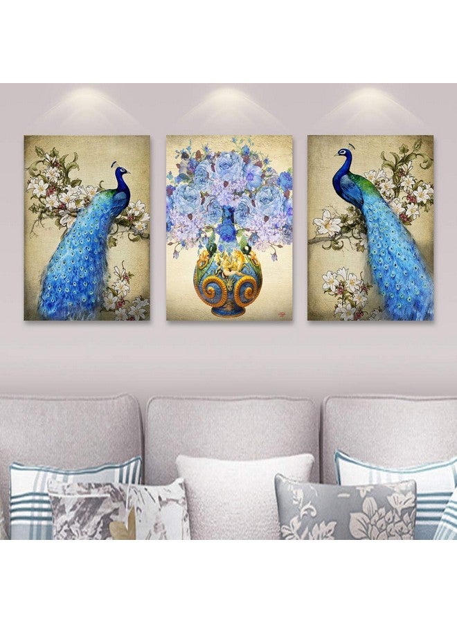 Rangoli Print Peacock MDF Wood Reprint Painting for Home Decoration Unique 12 inch or 18 inch Each Size Painting Set of 3 Multicolor Birds Multicolor - Image 2