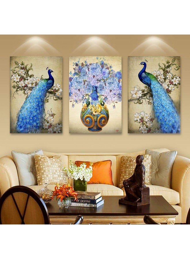 Rangoli Print Peacock MDF Wood Reprint Painting for Home Decoration Unique 12 inch or 18 inch Each Size Painting Set of 3 Multicolor Birds Multicolor - Image 3