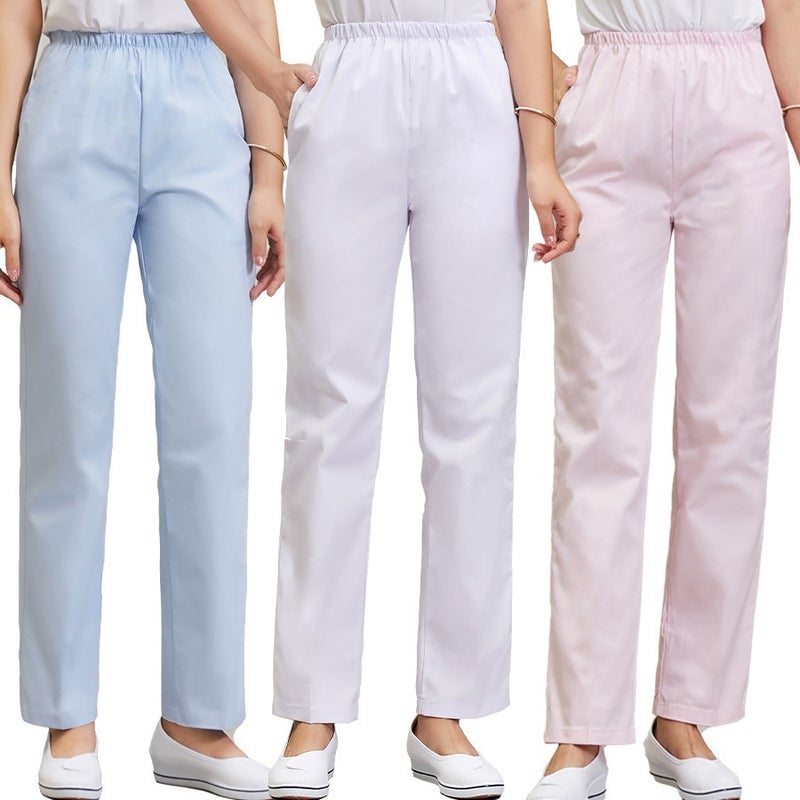 White Pink Blue Nurse Clothes Nurse Pants Plus Size Work Pants Nurse Pants Elastic Waist Doctor Pants For Women - Image 2