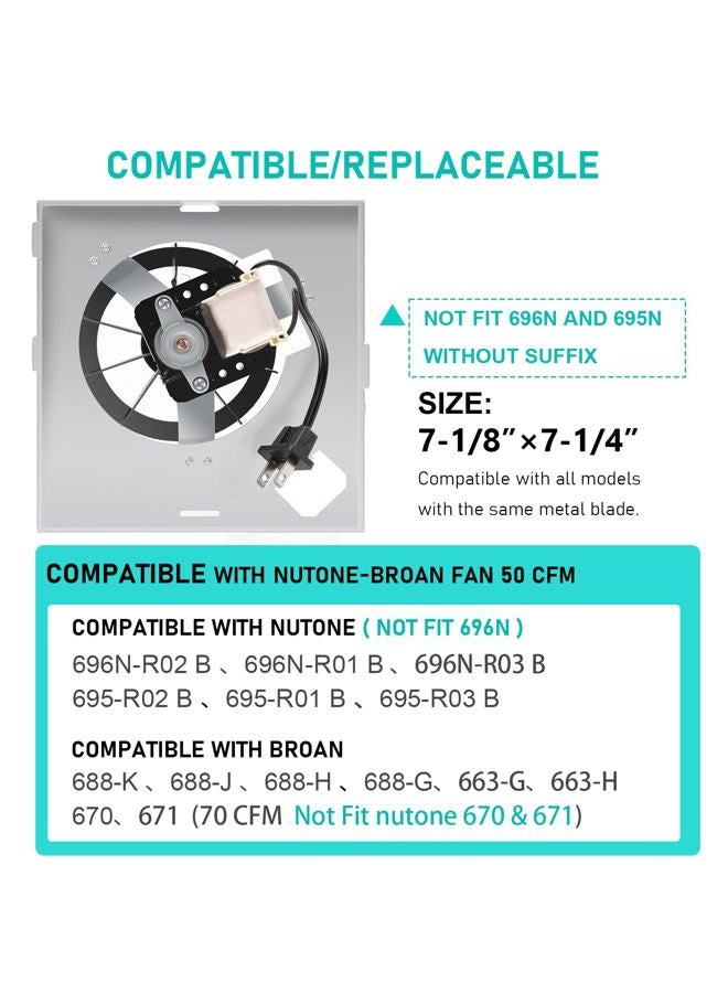 Motoasis 【Upgrade】 696N-R02 B Unit 50CFM Fan Compatible with Broan-Nutone 688-K 688-J 688-H 688-G 695N-R02 B, 696N-R01 B, 695N-R02 B,2.0 Sones,S97012026 Fan Assembly - Image 2