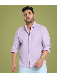 Instafab Plus Men's Lavender Self-Design Striped Shirt  - Image 3