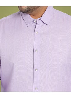 Instafab Plus Men's Lavender Self-Design Striped Shirt  - Image 2