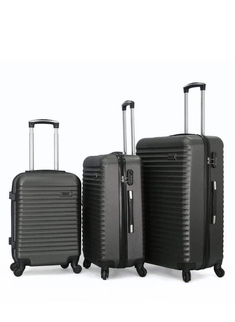 GIORDANO 3-Piece ABS Hardside Spinner Iron Rod Luggage Trolley Set Grey-25/112/3TR-GREY  - Image 1