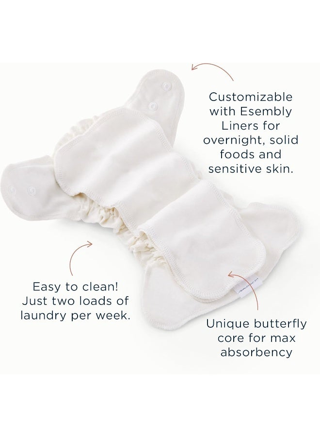 Esembly Cloth Diaper Inner, Trim-Fitting, Certified Organic Cotton, Reusable and Absorbent Leak-Proof Diapers with Snap Closure for Eco-Friendly Diapering, 3-Pack Size 1 (7-17lbs) - Image 3