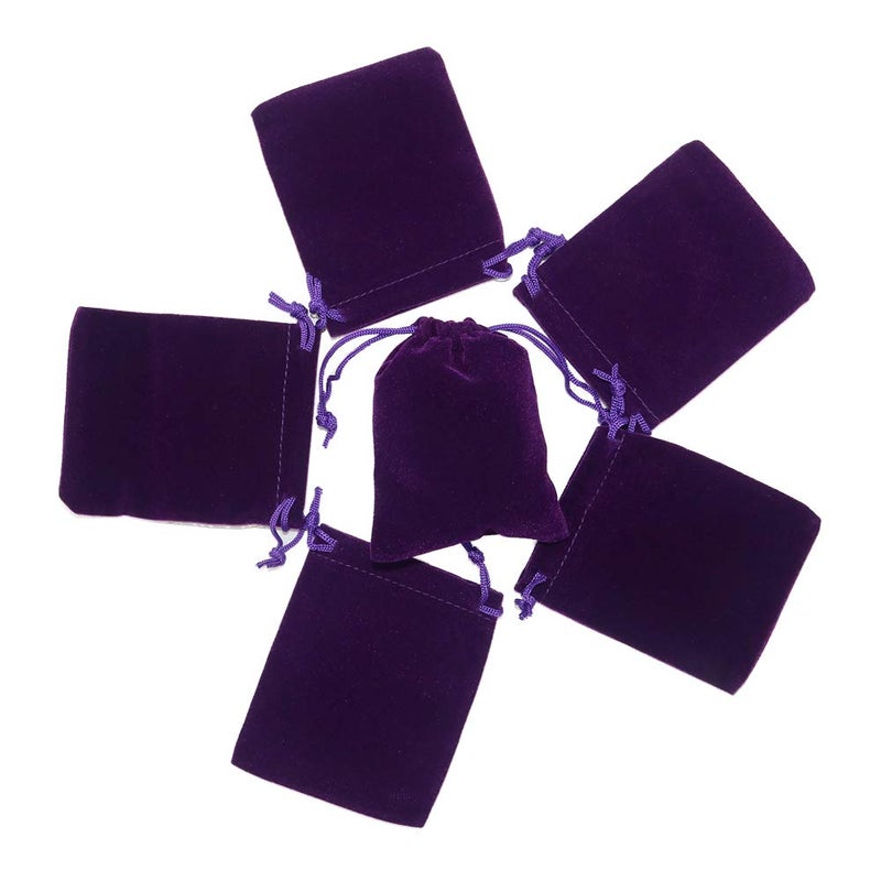 HRX Package Small Velvet Jewelry Bags with Drawstring 20pcs Velvet Cloth Gift Pouches Purple 3x4 inches