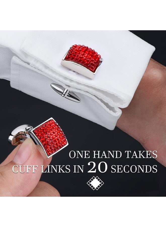 HAWSON Graceful Square Red Crystal Cufflinks Tuxedo Studs Man Shirt - Image 2