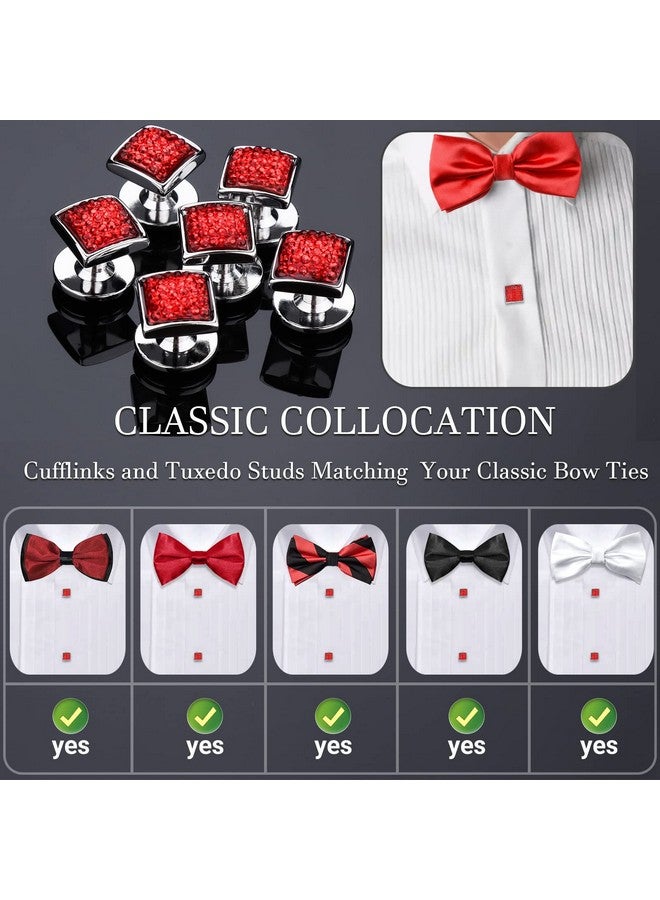 HAWSON Graceful Square Red Crystal Cufflinks Tuxedo Studs Man Shirt - Image 5