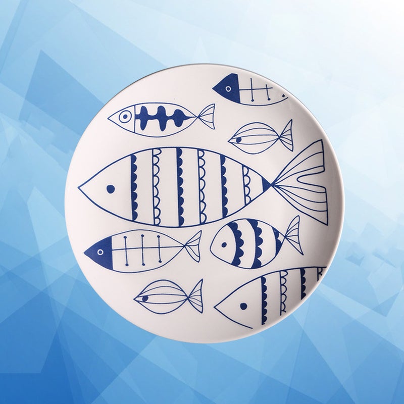 1Pc 8-inch Ceramic Freehand Plate Dish Plate Porcelain Plate Chinaware Dinner Plate (Many ) - Image 1
