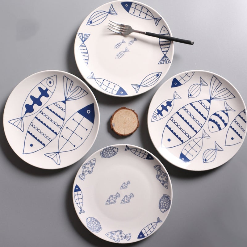 1Pc 8-inch Ceramic Freehand Plate Dish Plate Porcelain Plate Chinaware Dinner Plate (Many ) - Image 2
