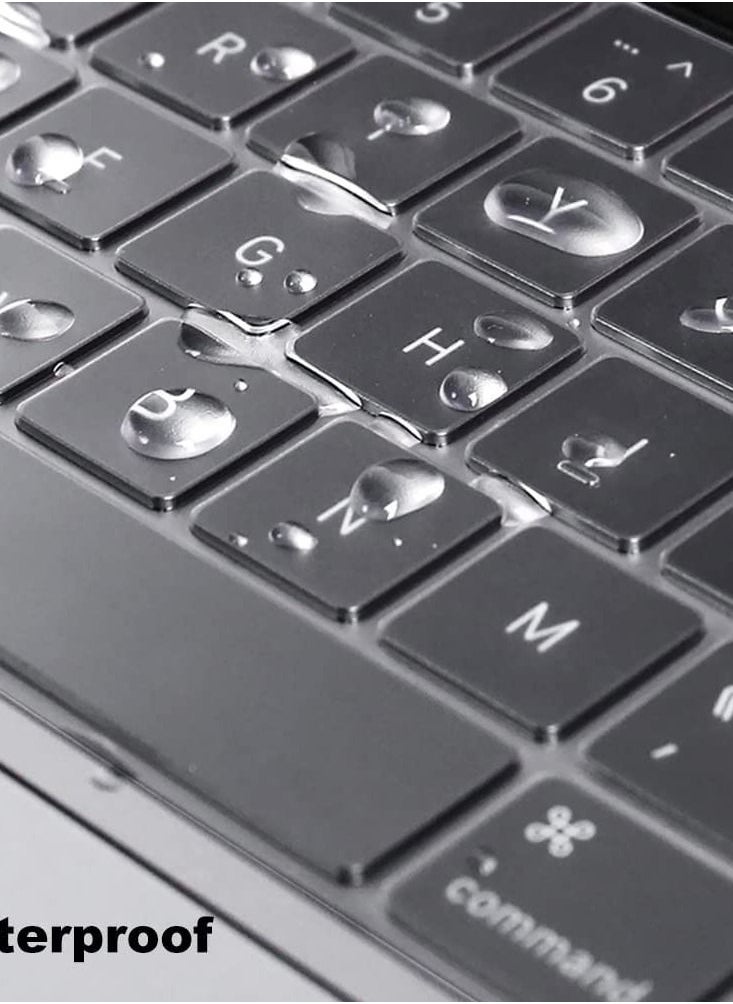 غطاء لوحة مفاتيح TPU فائق النحافة متوافق مع MacBook Pro مقاس 14 بوصة A2442/A2779/A2918/A2992 وMacbook Air مقاس 13.6 بوصة A2681/A3113 وMacbook Air مقاس 15 بوصة A2941/A3114، شفاف