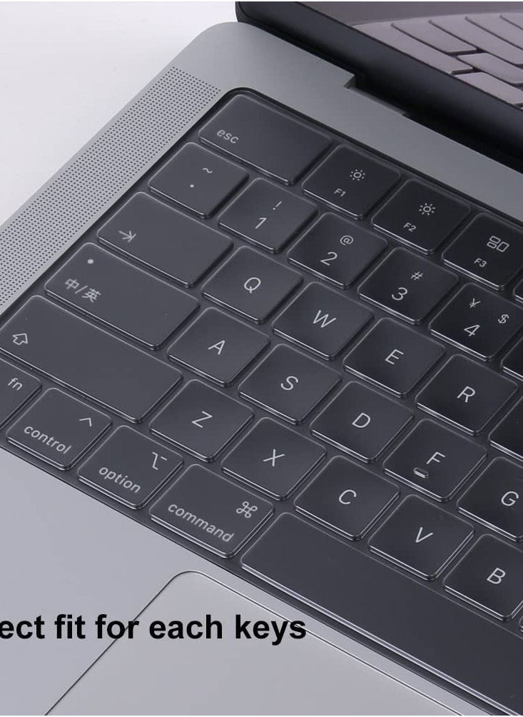 غطاء لوحة مفاتيح TPU فائق النحافة متوافق مع MacBook Pro مقاس 14 بوصة A2442/A2779/A2918/A2992 وMacbook Air مقاس 13.6 بوصة A2681/A3113 وMacbook Air مقاس 15 بوصة A2941/A3114، شفاف