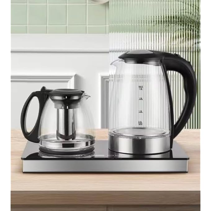showkah Dual Pot Electric Kettle Cs997  2In1 Glass Tea Maker With 22L Kettle  15L Teapot BuiltIn Tea Strainer Induction Base Led Display Fast Boil BpaFree - Image 2