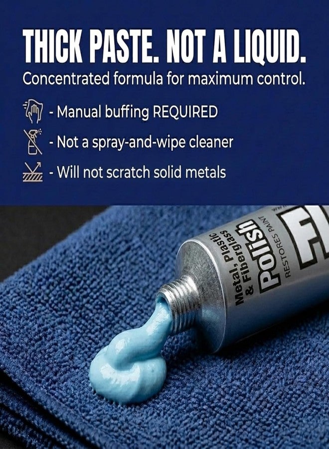 Flitz Metal Polish Paste - 1.76oz USA-Made Polish for Solid Chrome, Stainless Steel, & Aluminum - Non-Abrasive for Light Oxidation - Requires Manual Buffing - Not for Plated/Coated Surfaces (10 Pack) - Image 3
