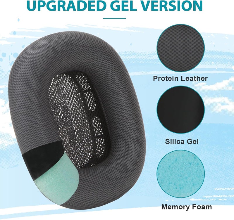 EARROCK Solid anti-deform Gel Earpads Compatible with AirPods Max Ear Cups Magnetic Ear Cushions with Silica Gel, Protein Leather, Memory Foam Black Dark Grey Natural tone color options - Image 3
