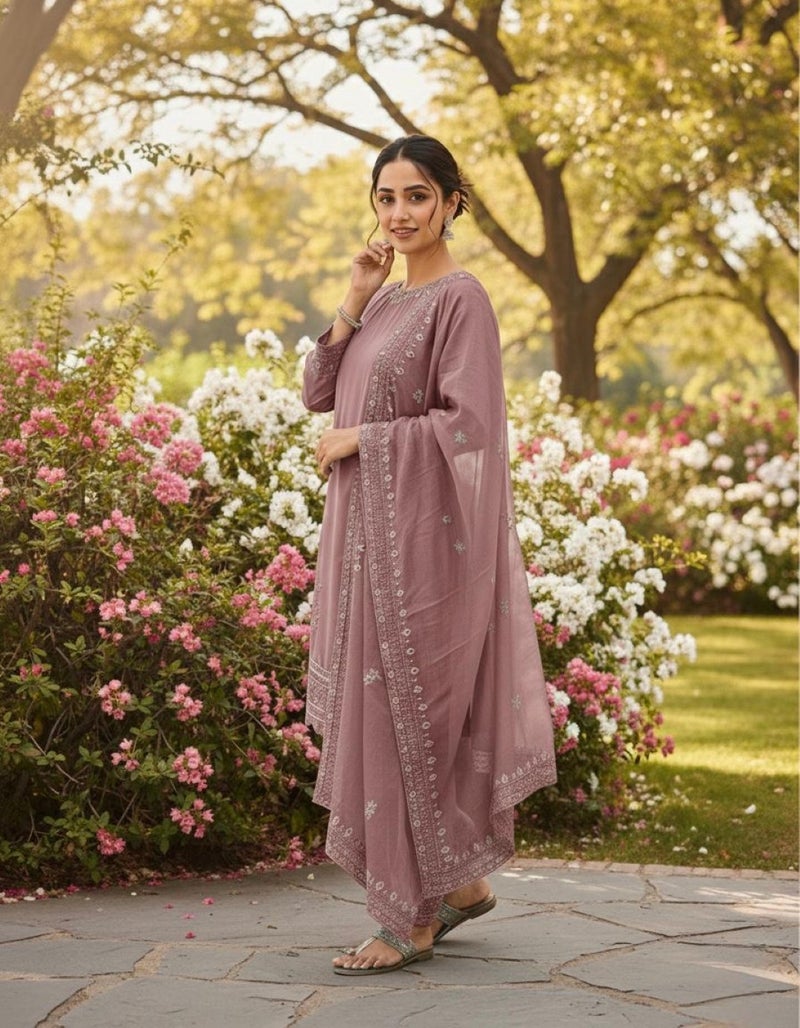 ANAITA Pink Crepe Readymade Suit with Embroidery & Sequence Work - Image 2