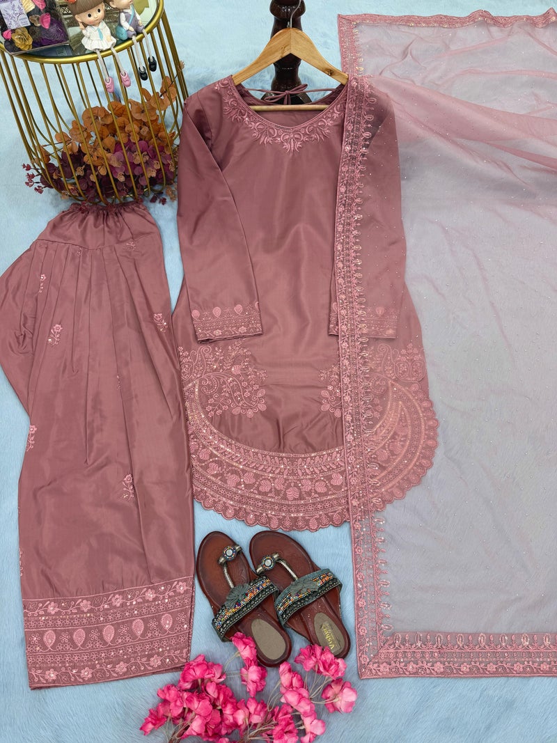 ANAITA Pink Crepe Readymade Suit with Embroidery & Sequence Work - Image 3
