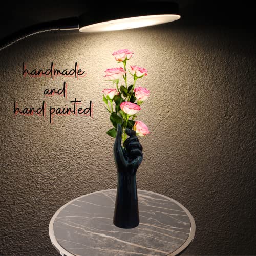 MARINER'S CREATION Premium Flower vase in Hand Shape Vase for Living Room Flower vase Long for Corner House Warming Gift Black Color vase 7x7x25.5 cm Material- ceremic - Image 4