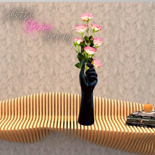MARINER'S CREATION Premium Flower vase in Hand Shape Vase for Living Room Flower vase Long for Corner House Warming Gift Black Color vase 7x7x25.5 cm Material- ceremic - Image 2