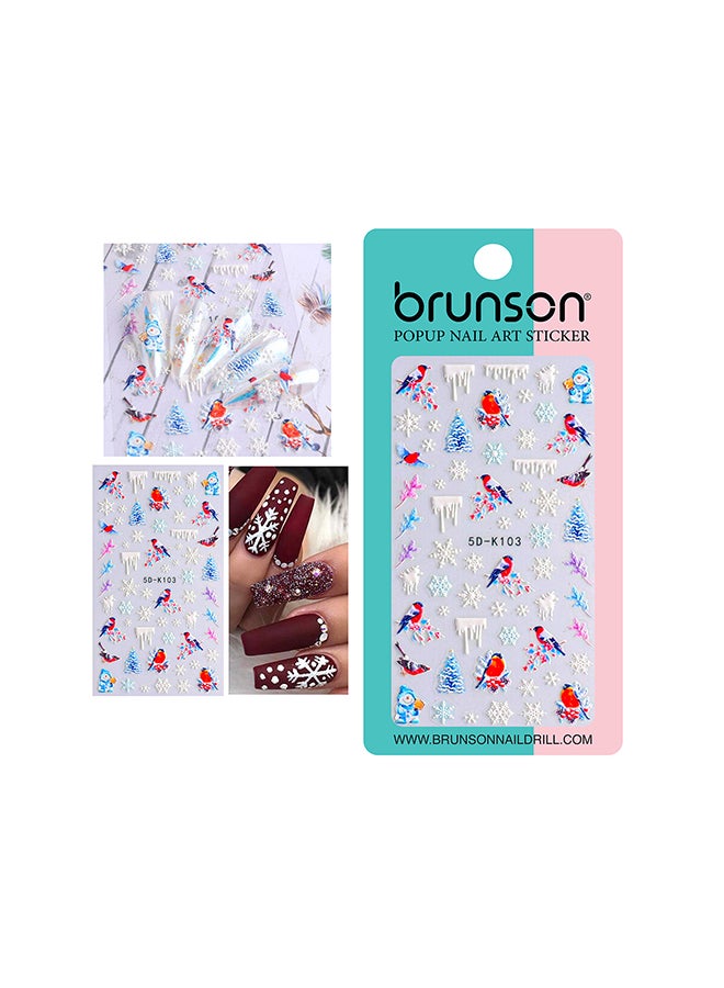 ملصقات ثلجية 5D ثلاثية الأبعاد مزخرفة لرسم الأظافر على شكل رجل ثلج 5D-K103