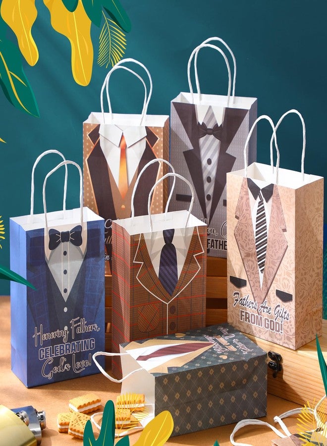 Kolldenn 48 Pcs Father's Day Religious Gift Bags Classic Happy Father's Day Party Supplies Goodie Treat Candy Paper Bags with Handles for Best Dad Theme Gift Wrapping - Image 5
