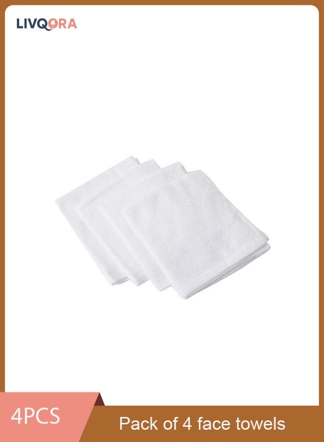 LIVQORA 4PCS White Face Towel Set 30x30cm – Super Absorbent Soft Cotton Washcloths for Face, Hand, Baby, Home or Hotel Use
