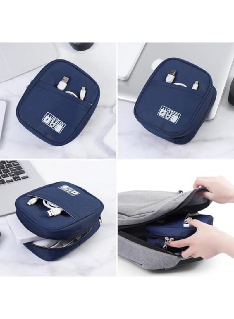 SYOSI Storage Pouch for Small Electronics and Accessories,Tech Bag,Electronic Organizer Case Compatible with MacBook Laptop Charger,Mouse,Cables,Hub,Power Bank,Earphone,Toiletries Cosmetics (Blue) - Image 5