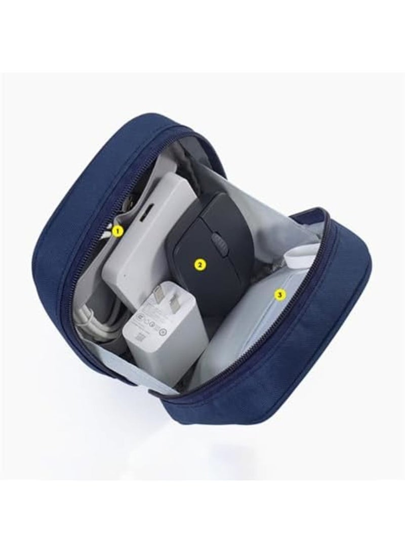 SYOSI Storage Pouch for Small Electronics and Accessories,Tech Bag,Electronic Organizer Case Compatible with MacBook Laptop Charger,Mouse,Cables,Hub,Power Bank,Earphone,Toiletries Cosmetics (Blue) - Image 2