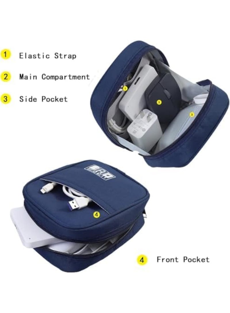 SYOSI Storage Pouch for Small Electronics and Accessories,Tech Bag,Electronic Organizer Case Compatible with MacBook Laptop Charger,Mouse,Cables,Hub,Power Bank,Earphone,Toiletries Cosmetics (Blue) - Image 3