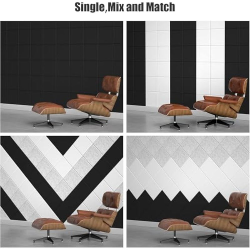 Acoustic Wall Panel Self-Adhesive, 12 Pack 12" X 10" X 0.4"High Density Sound Proof Padding, Hexagon Sound proof Insulation Beveled Edge Wall Tiles square black - Image 4