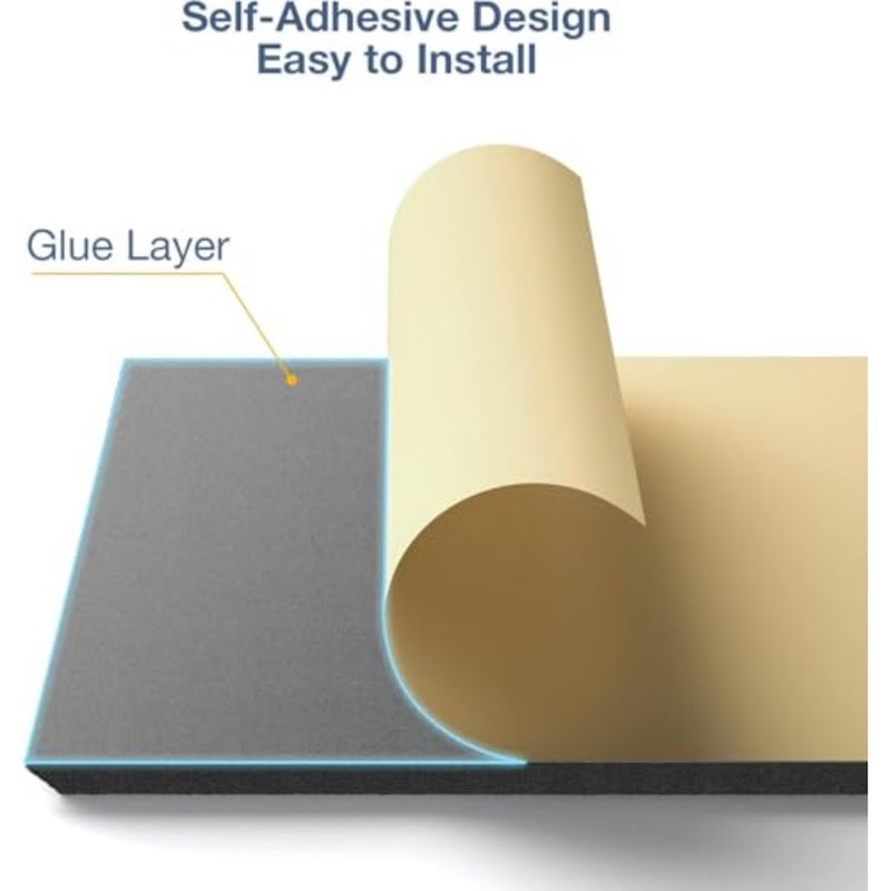 Acoustic Wall Panel Self-Adhesive, 12 Pack 12" X 10" X 0.4"High Density Sound Proof Padding, Hexagon Sound proof Insulation Beveled Edge Wall Tiles square black - Image 3