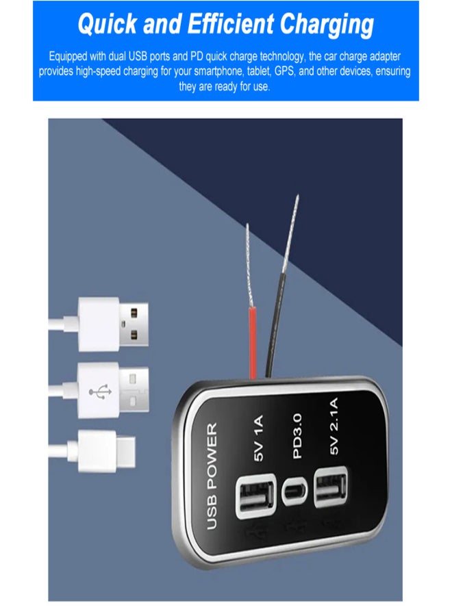 محول شحن سريع مزدوج USB و PD لسيارات وشاحنات وقوارب 12-24 فولت - Image 3