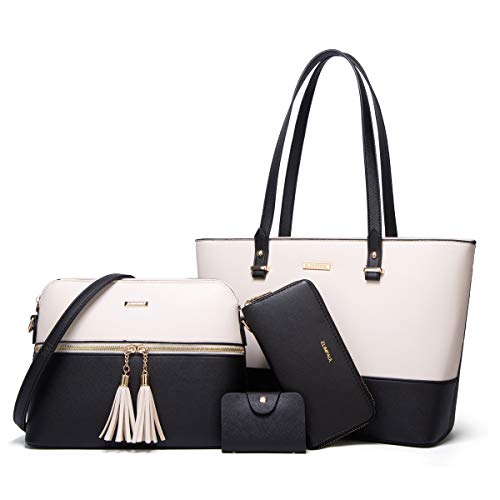 YTL Women Fashion Handbags Wallet Tote Bag Shoulder Bag Top Handle Satchel Purse Set 4pcs - Image 1