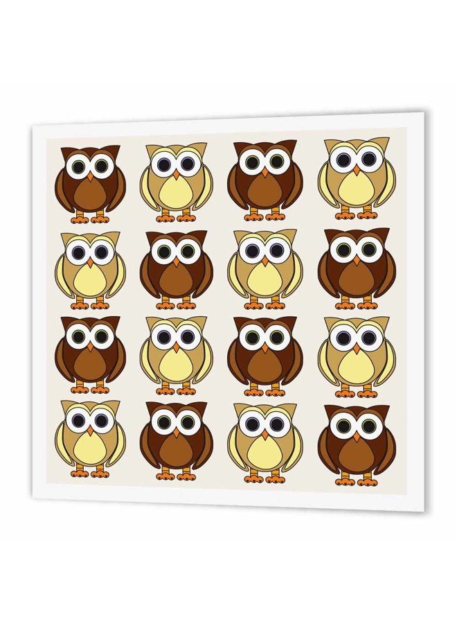 3DROSE ht_28531_2 Cute Brown Owl Print-Iron on Heat Transfer Paper for White Material, 6 by 6-Inch