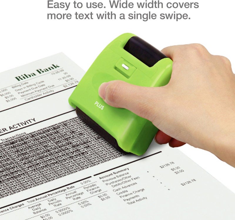 Plus Identity Theft Prevention Wide Roller Security Stamp Kit, Green - Image 5