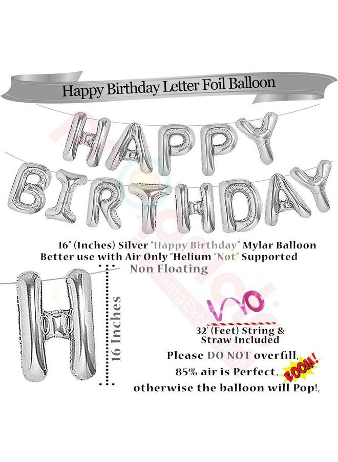 Propsicle Happy Birthday Blue Prince Theme Foil Crown Balloon Bouquet With Silver Happy Birthday Letter Balloon & Blue | Silver Metallic Balloon - Pack of 52 - Image 4